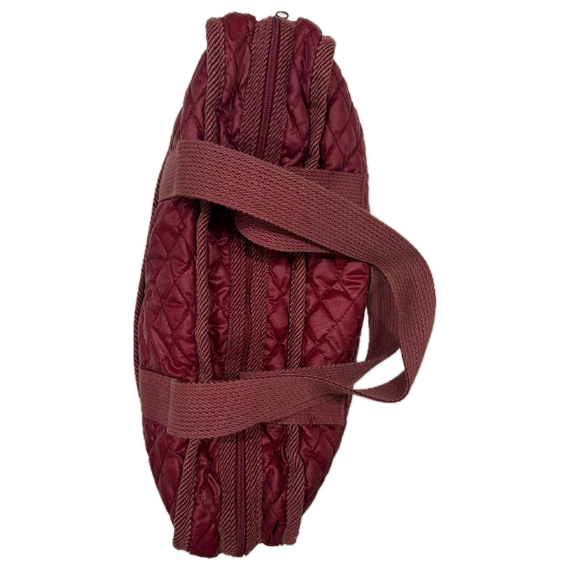 QUILTED SPORTY BAG - BURGUNDY NYLON