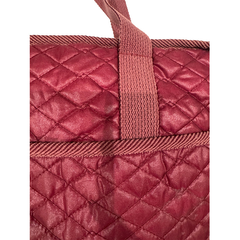 QUILTED SPORTY BAG - BURGUNDY NYLON