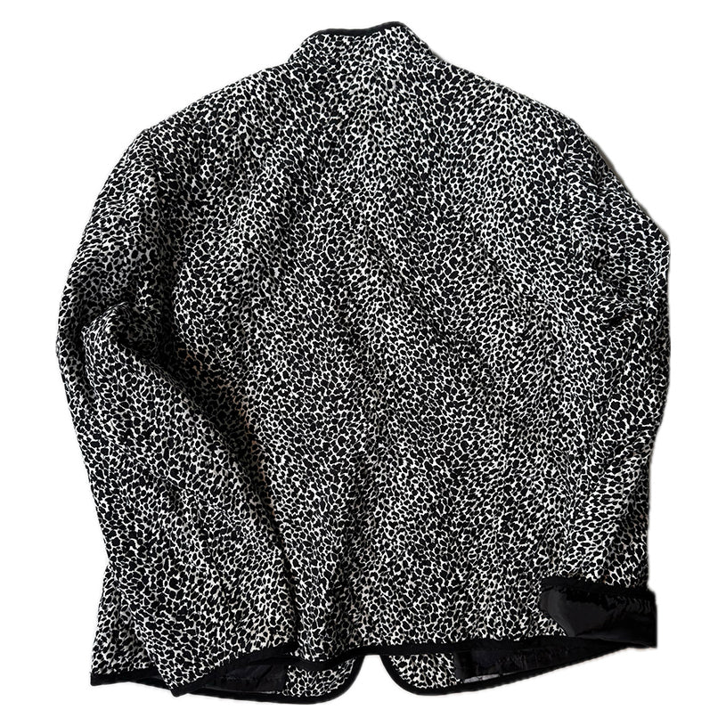 QUILTED BLACK N WHITE DOT JACKET - FULL ZIP FRONT