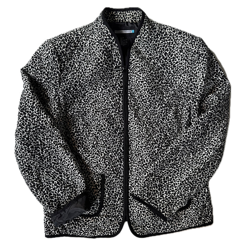 QUILTED BLACK N WHITE DOT JACKET - FULL ZIP FRONT