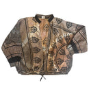 HAND PRINTED LOOSE JACKET - SOFT NATURAL BROWN AND TAN