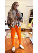 HAND PRINTED LOOSE JACKET - SOFT NATURAL BROWN AND TAN