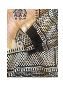 HAND PRINTED LOOSE JACKET - SOFT NATURAL BROWN AND TAN