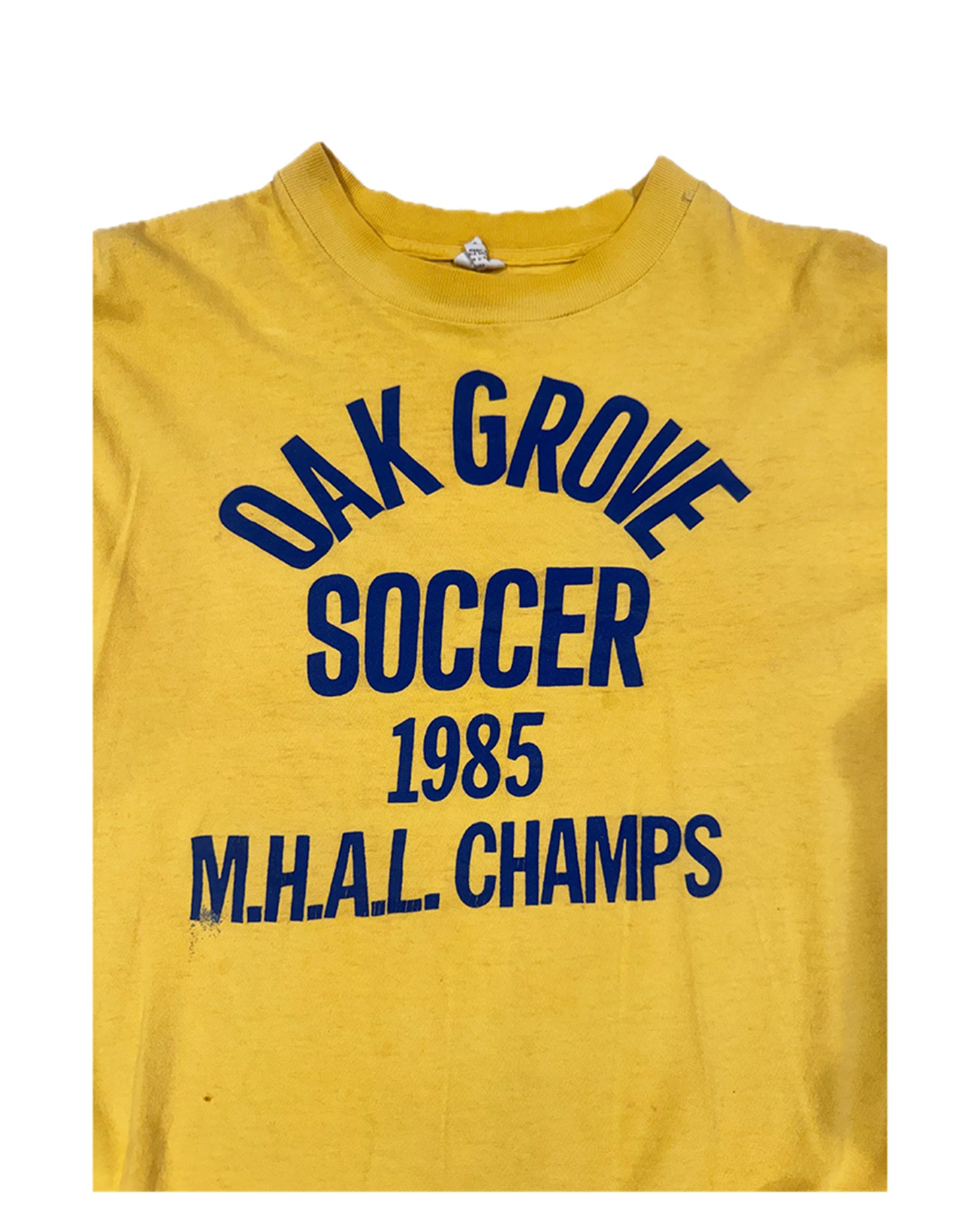 1985 VINTAGE SPORTS TEE - YELLOW/BLUE PRINT