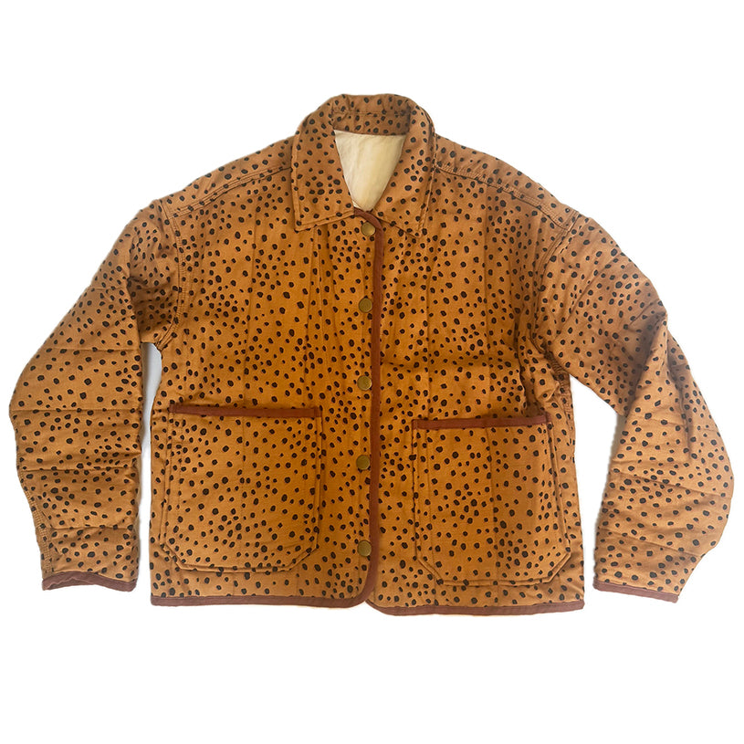 QUILTED LEOPARD JACKET - FULLY REVERSIBLE TO NATURAL CREAM