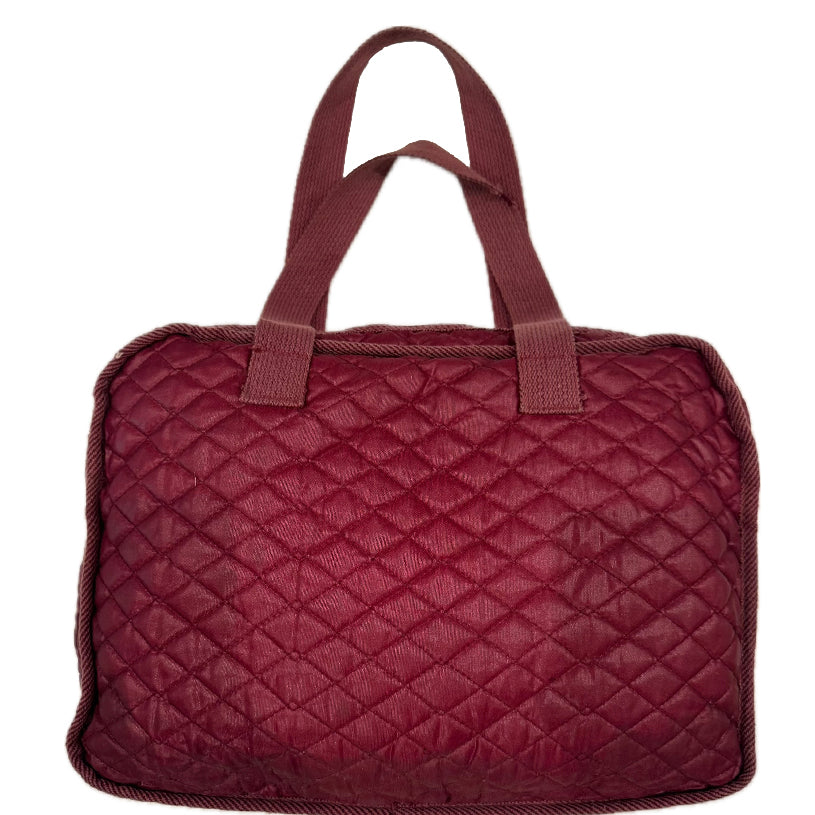 QUILTED SPORTY BAG - BURGUNDY NYLON