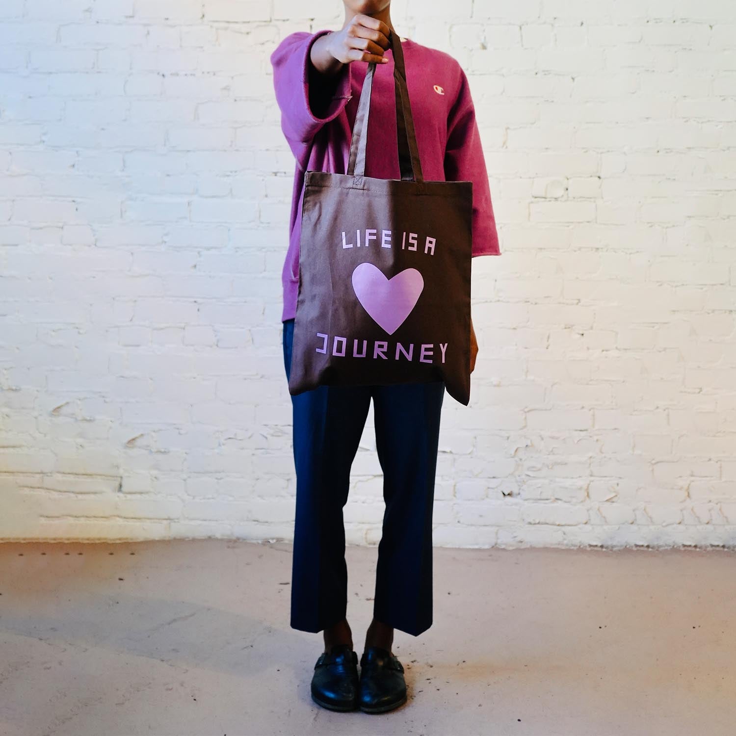 O.N.W. LIFE IS A JOURNEY TOTE BAG - BROWN