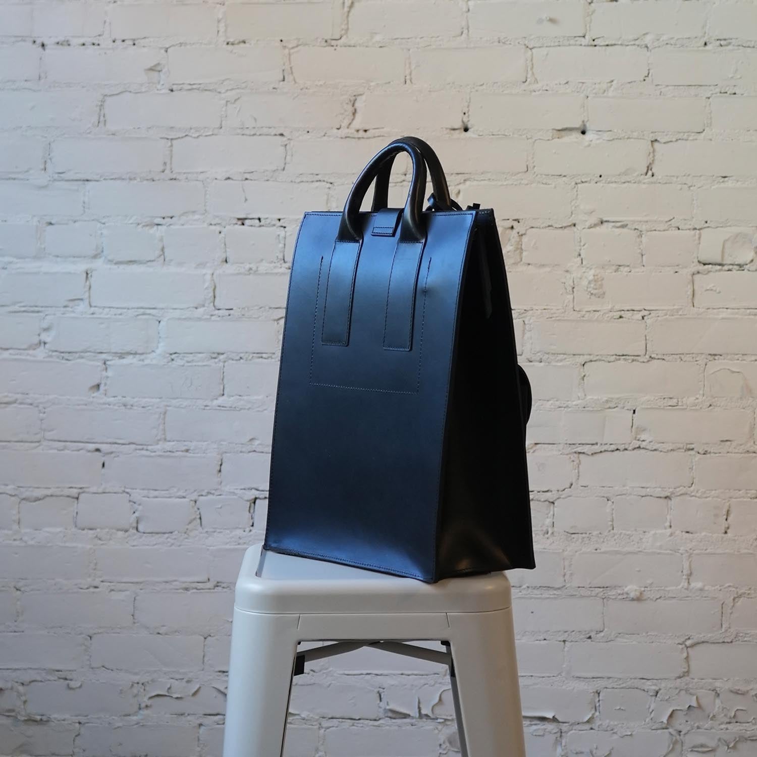 O.N.W. FIRST EDITION LEATHER BERGEN BAG - BLACK