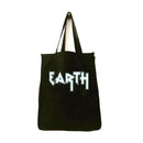 Extra large black tote bag with Earth graphic