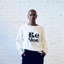 Unisex crew neck sweatshirt in off white with "Be You" graphic from Owl N Wood