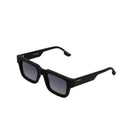 Matte black sunglasses side profile.